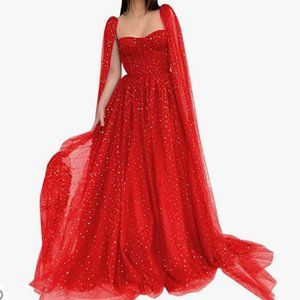 Red glitter dress with matching baby dress
